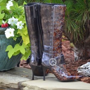 Donald J Pliner Croco Patent Boots